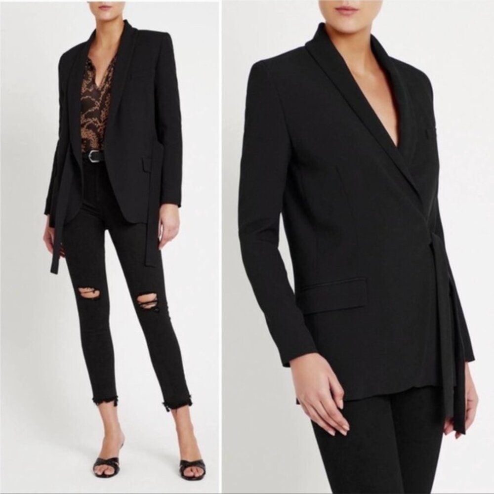 IRO DACHSIE BLACK SIDE TIE WRAP BLAZER JACKET PS $649 - Picture 10 of 14